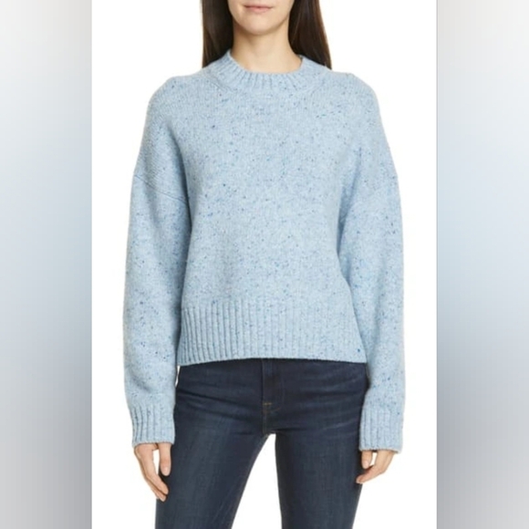 Vince Boxy High Neck Nep Merino Wool Blend Sweater - Picture 1 of 7